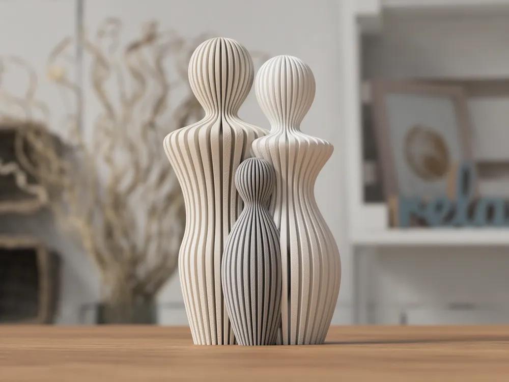 Moderne Familienskulptur | 3D gedruckte Familienfigur | Minimalistische Deko mit Kind | Geschenk Eltern & Familie | 20+ Farben
