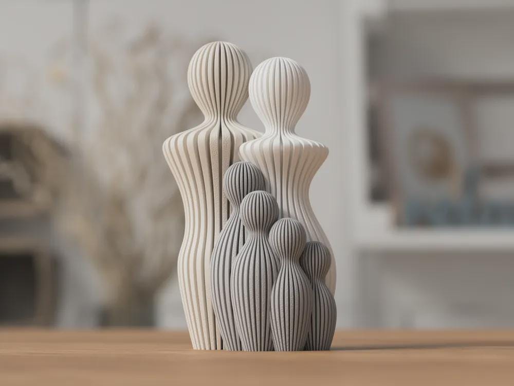 Moderne Familienskulptur | 3D gedruckte Familienfigur | Minimalistische Deko mit Kind | Geschenk Eltern & Familie | 20+ Farben
