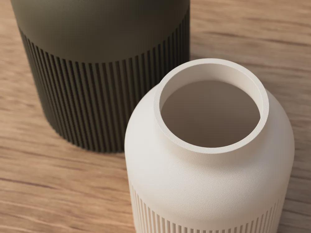 Hiku Japandi Vases 3D gedruckt - skandinavisch-japanisches Design, zwei Größen (220 mm und 160 mm), gerippt & stilvoll aus PLa, Kunststoff – 3D-Druck von G3DprintsDE