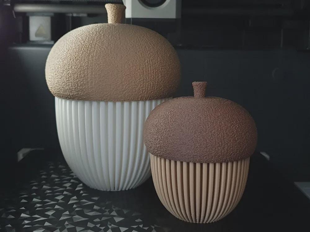 Eichel-Teelicht-Deko – 3D-gedruckte Eichel mit LED-Licht und Stauraum, zwei Größen, herbstlich und elegant aus PLa, Kunststoff – 3D-Druck von G3DprintsDE