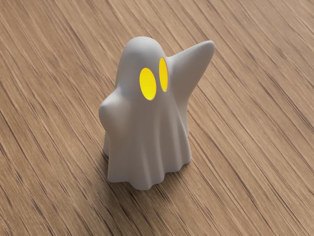 Halloween Geist Deko | 3D gedruckter Geist für LED Teelicht | Leuchtende Halloween Figur | Gruselige Herbstdeko Tischdeko Geschenk aus – 3D-Druck von G3DprintsDE
