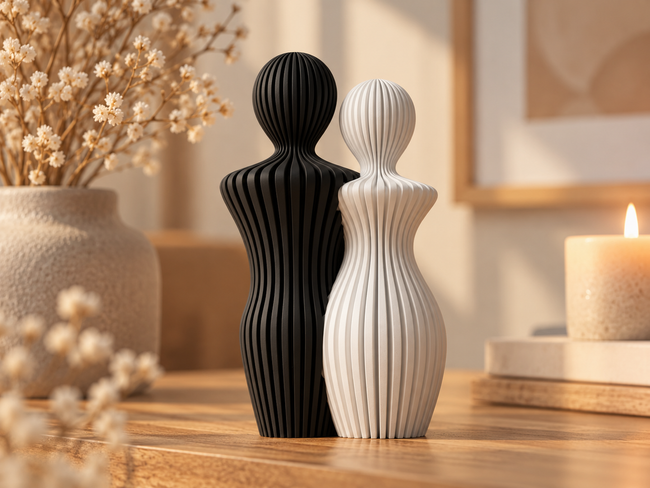 Minimalistische Pärchenskulptur – Japandi Deko