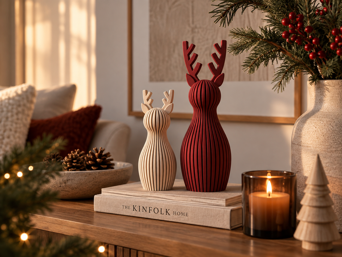 Minimalistisches Rentier – Weihnachtsdeko im Japandi-Stil