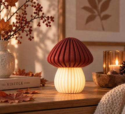Minimalistische Pilze– Japandi Herbstdeko mit LED-Teelichter