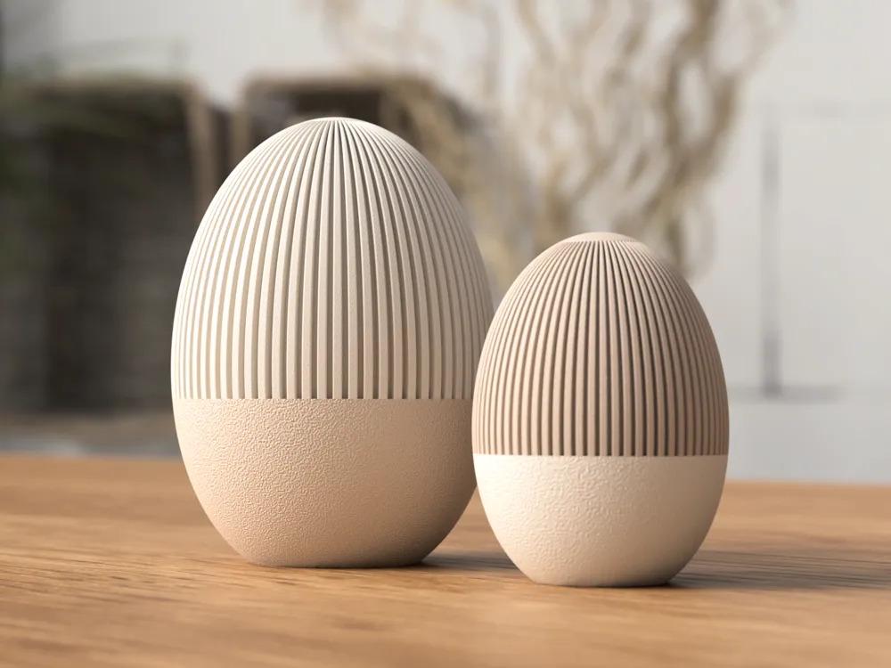 Japandi Osterei 3D Druck | Osterdeko Skandi Stil | Minimalistische Frühling Dekoration | Geriffelt | Deko Ei modern FDM