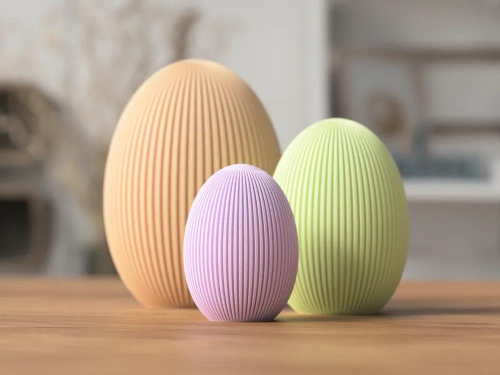 Geriffeltes Osterei | 3D-Druck Deko Ei | Moderne Osterdeko Skandi Style | Minimalistisches Design | Frühling Dekofigur aus PLA, Kunststoff – 3D-Druck von G3DprintsDE