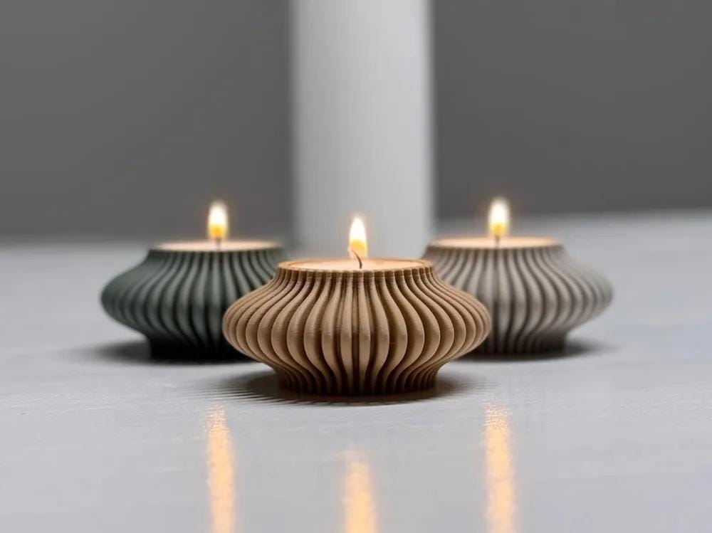 Teelichthalter 3D-gedruckt – Moderner Kerzenhalter für Teelichter | Minimalistische Deko | Gitterstruktur