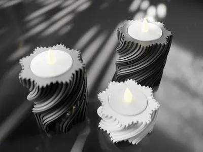 moderner Teelichthalter mit LED-Teelicht (2 Versionen) | 3D Druck