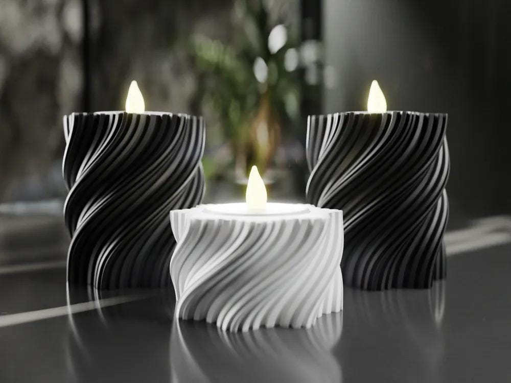 moderner Teelichthalter mit LED-Teelicht (2 Versionen) | 3D Druck