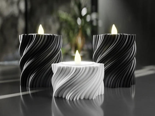 moderner Teelichthalter mit LED-Teelicht (2 Versionen) | 3D Druck