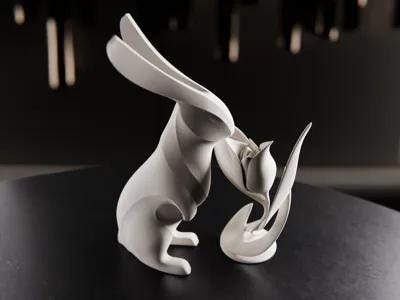 Minimalistischer 3D Osterhase – 3D-gedruckte Hasenfigur aus PLA | Moderne Osterdeko | Frühling Dekofigur | Hasen Deko