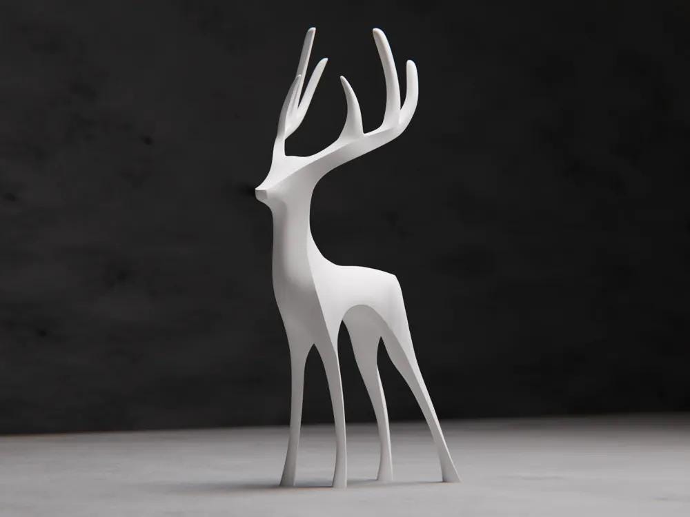 3D Hirsch Figur – Minimalistische Dekofigur im Skandi-Stil | 3D-gedruckte Hirschskulptur aus PLA | Wohnzimmer Deko | Tierfigur modern aus PLA, Kunststoff – 3D-Druck von G3DprintsDE