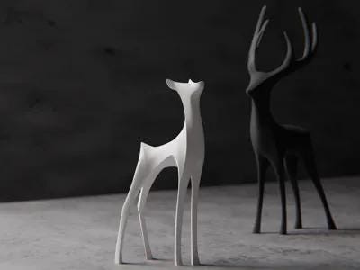 3D Hirschkuh Figur – Minimalistische Deko aus PLA | 3D-gedruckte Tierfigur im Skandi-Stil | Moderne Wohn-Dekoration | Doe Sculpture