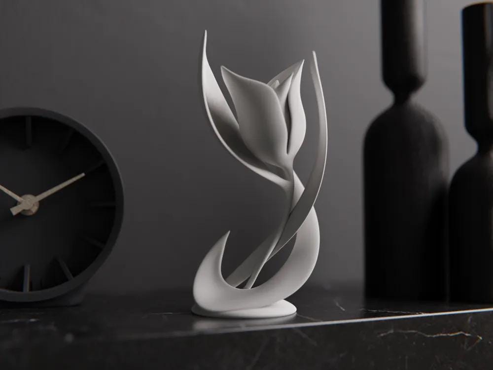 3D Blume Figur – Minimalistische Blumenskulptur aus PLA | Moderne 3D-Deko für Regal, Tisch & Fensterbank | Florale Wohn-Dekoration