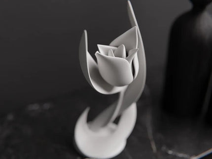3D Blume Figur – Minimalistische Blumenskulptur aus PLA | Moderne 3D-Deko für Regal, Tisch & Fensterbank | Florale Wohn-Dekoration