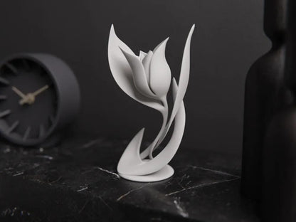 3D Blume Figur – Minimalistische Blumenskulptur aus PLA | Moderne 3D-Deko für Regal, Tisch & Fensterbank | Florale Wohn-Dekoration