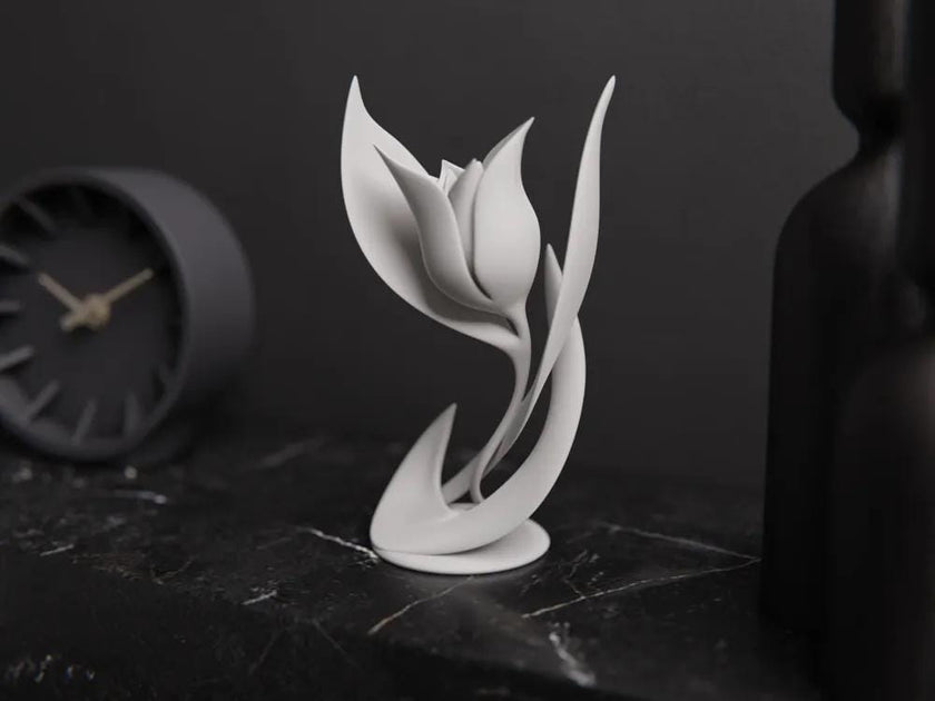 3D Blume Figur – Minimalistische Blumenskulptur aus PLA | Moderne 3D-Deko für Regal, Tisch & Fensterbank | Florale Wohn-Dekoration