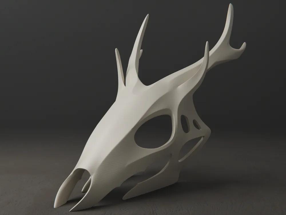 3D-gedruckter Wendigo-Schädel – Mythologische Dekofigur aus PLA | Geometrischer Totenkopf für Halloween & Sammler | Fantasy Schädel Deko