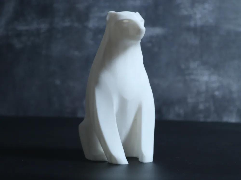 3D-gedruckte Eisbär-Skulptur – Minimalistische Dekofigur aus PLA | Moderne Tierfigur fürTisch oder Fensterbank | Geometrische Eisbär-Deko