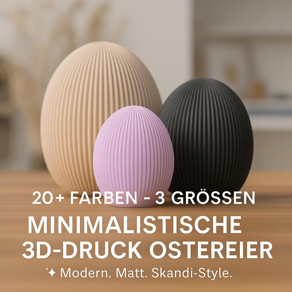 Geriffeltes Osterei | 3D-Druck Deko Ei | Moderne Osterdeko Skandi Style | Minimalistisches Design | Frühling Dekofigur aus PLA, Kunststoff – 3D-Druck von G3DprintsDE