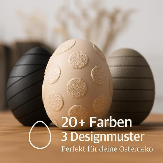 Designer Osterei mit Muster | Osterdeko modern | FDM 3D Druck | Skandi Japandi Stil | Frühling Deko Ei strukturiert