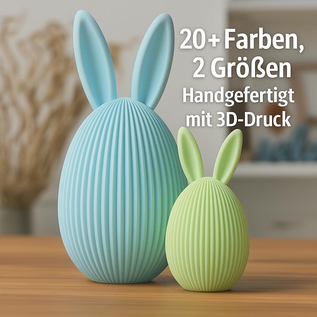 3D Druck Osterei mit Hasenohren | Osterdeko modern Skandi | Handgefertigte Frühling Deko | Minimalistisches Design Ei aus PLA, Kunststoff – 3D-Druck von G3DprintsDE