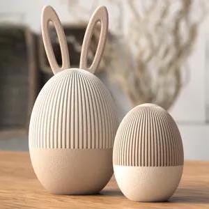 Japandi Osterei 3D Druck | Osterdeko Skandi Stil | Minimalistische Frühling Dekoration | Geriffelt | Deko Ei modern FDM