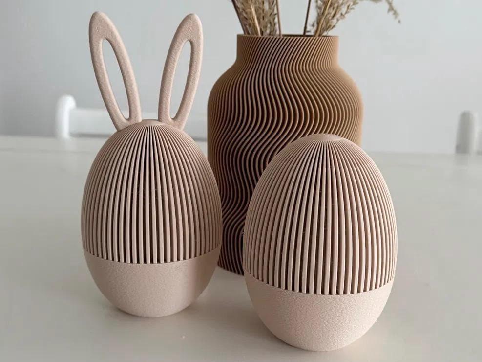 Japandi Osterei 3D Druck | Osterdeko Skandi Stil | Minimalistische Frühling Dekoration | Geriffelt | Deko Ei modern FDM