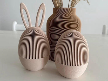 Japandi Osterei 3D Druck | Osterdeko Skandi Stil | Minimalistische Frühling Dekoration | Geriffelt | Deko Ei modern FDM