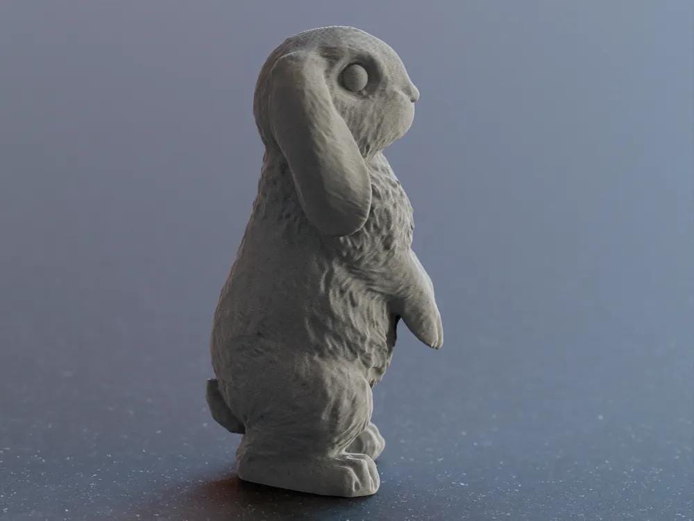 Süßer Osterhase mit hängenden Ohren – 3D-gedruckte Skulptur für Frühling & Deko