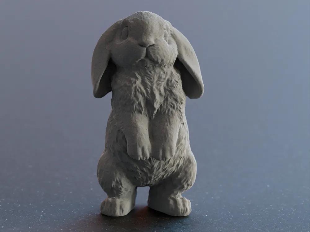 Süßer Osterhase mit hängenden Ohren – 3D-gedruckte Skulptur für Frühling & Deko