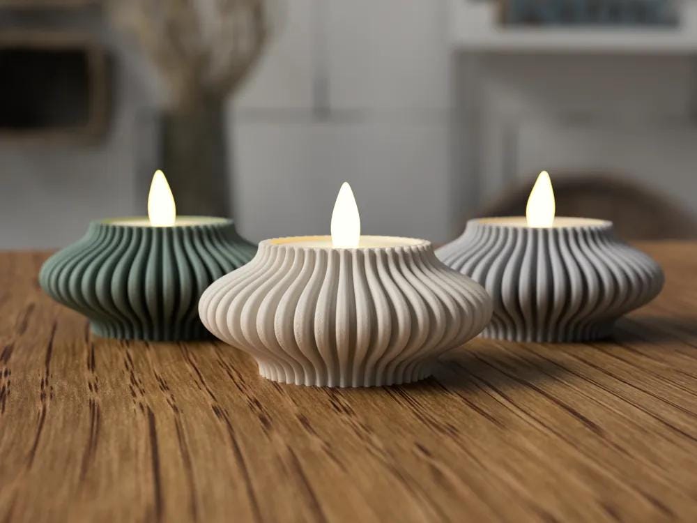 Teelichthalter 3D-gedruckt – Moderner Kerzenhalter für Teelichter | Minimalistische Deko | Gitterstruktur