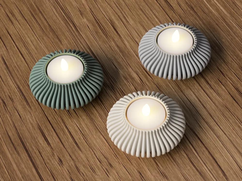 Teelichthalter 3D-gedruckt – Moderner Kerzenhalter für Teelichter | Minimalistische Deko | Gitterstruktur