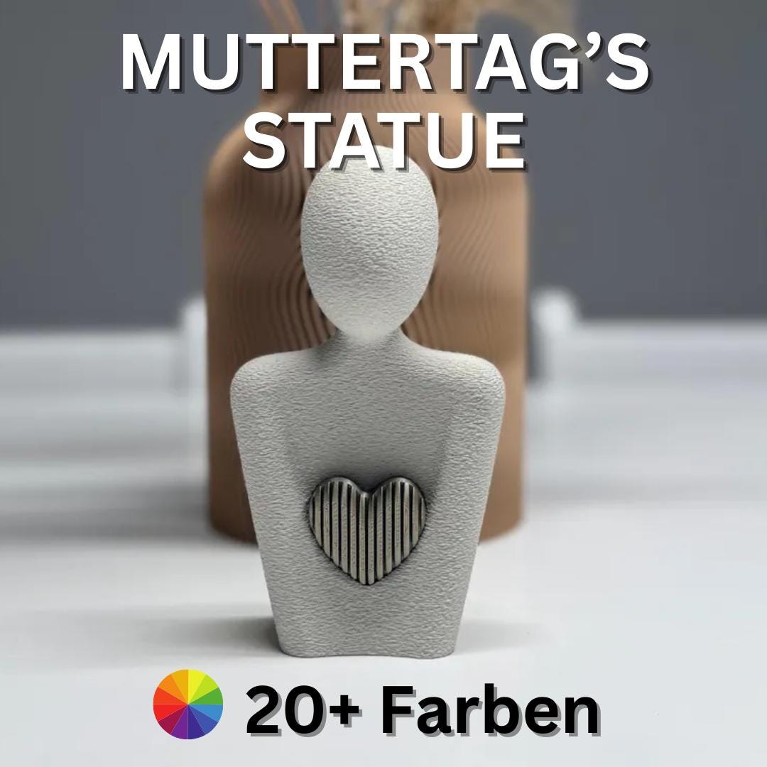 Mother’s Day Statue – 3D-gedruckte Mutter-Kind-Figur mit Herz | Geschenk zum Muttertag | 20+ Farben