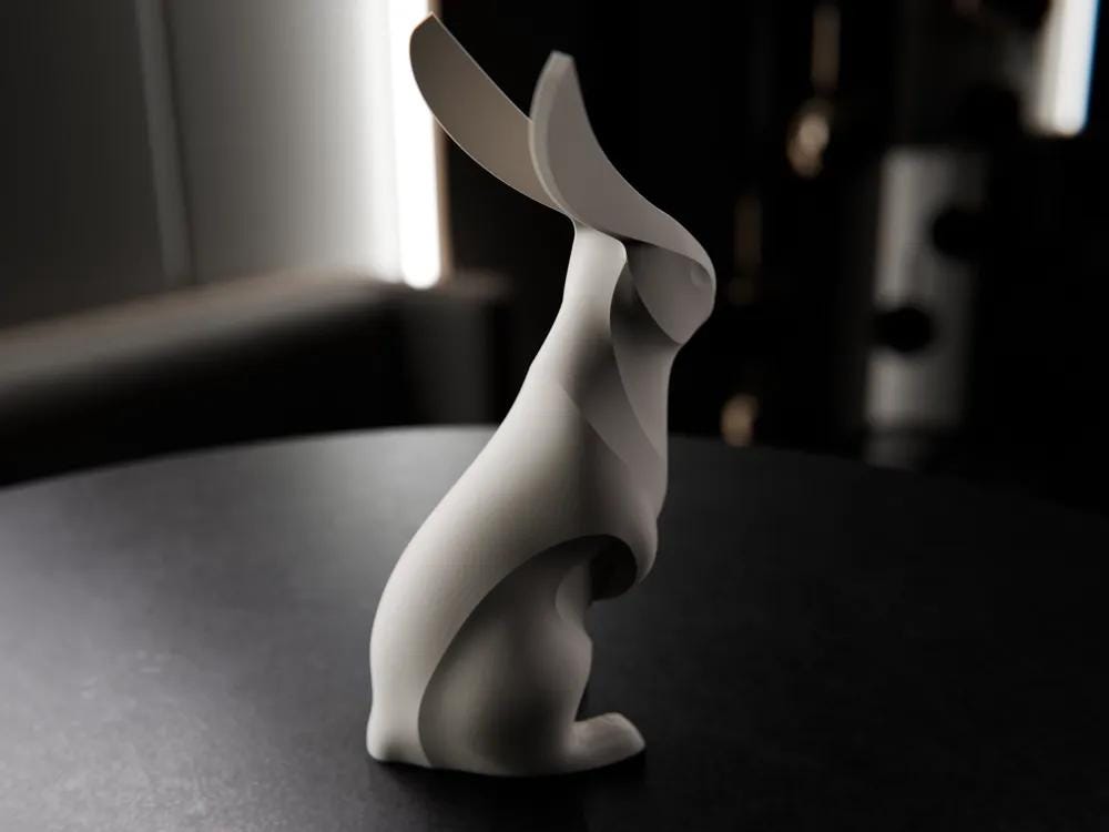 Minimalistischer 3D Osterhase – 3D-gedruckte Hasenfigur aus PLA | Moderne Osterdeko | Frühling Dekofigur | Hasen Deko