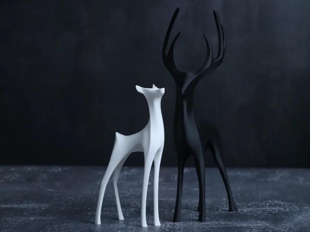 3D Hirsch Figur – Minimalistische Dekofigur im Skandi-Stil | 3D-gedruckte Hirschskulptur aus PLA | Wohnzimmer Deko | Tierfigur modern aus PLA, Kunststoff – 3D-Druck von G3DprintsDE