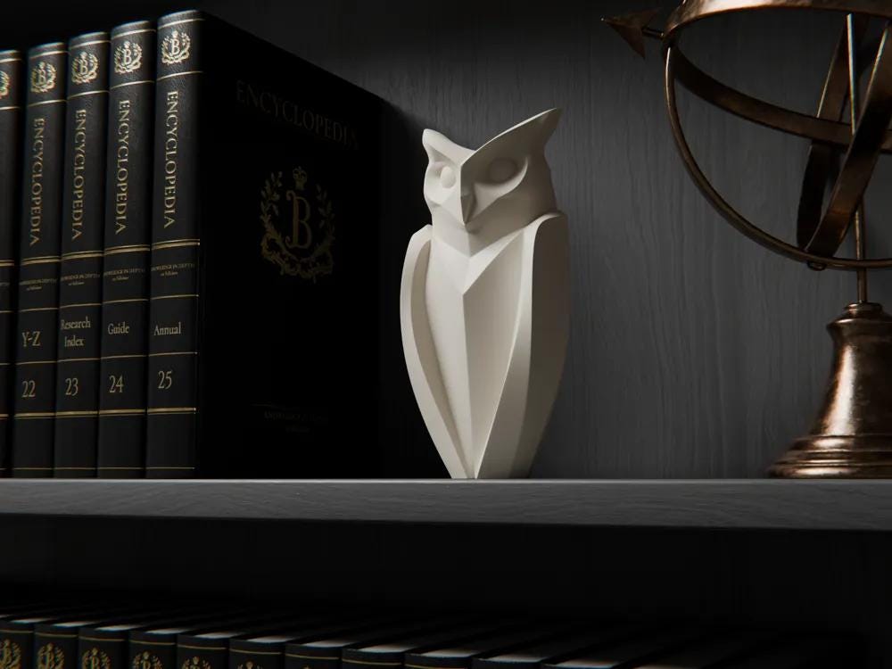 3D Eulenfigur – Minimalistische Deko Eule aus PLA | Moderne Tierfigur für Regal, Tisch oder Fensterbank | Skandinavische Eulenskulptur aus PLA, Kunststoff – 3D-Druck von G3DprintsDE