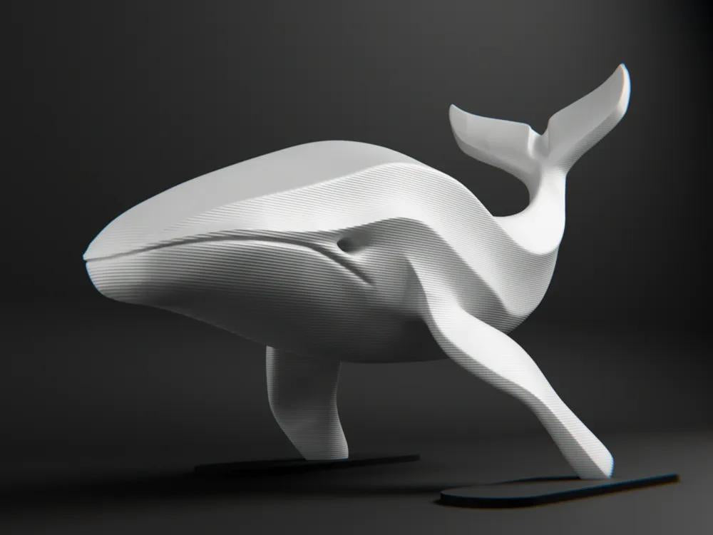 3D Wal Figur – Minimalistische Deko aus PLA | Geometrische Walskulptur | Modernes Dekoobjekt für Regal, Tisch oder Kinderzimmer