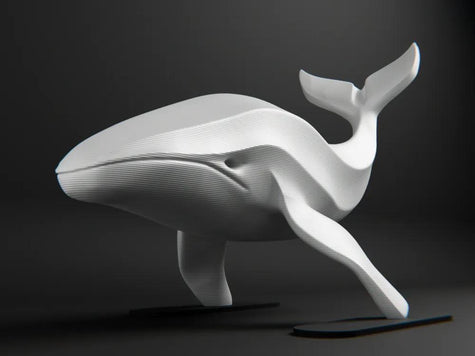 3D Wal Figur – Minimalistische Deko aus PLA | Geometrische Walskulptur | Modernes Dekoobjekt für Regal, Tisch oder Kinderzimmer