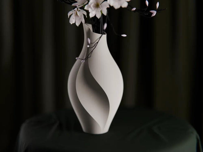 Minimalistische Vase 3D Druck | Slit Design Blumenvase | Moderne Skandi Deko | Trockenblumen Vase | Japandi Wohnaccessoire