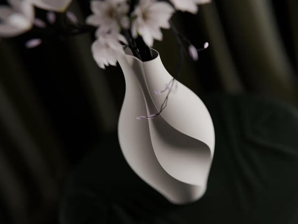Minimalistische Vase 3D Druck | Slit Design Blumenvase | Moderne Skandi Deko | Trockenblumen Vase | Japandi Wohnaccessoire
