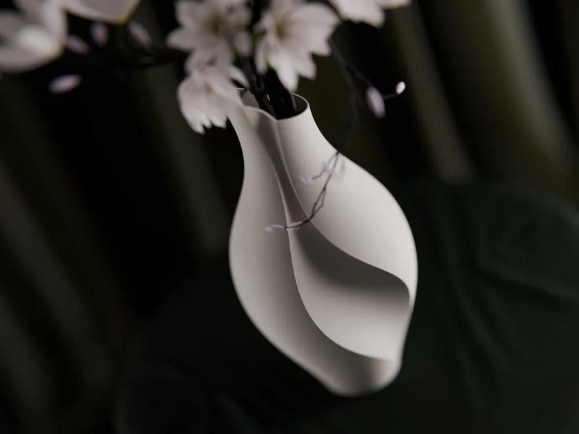 Minimalistische Vase 3D Druck | Slit Design Blumenvase | Moderne Skandi Deko | Trockenblumen Vase | Japandi Wohnaccessoire