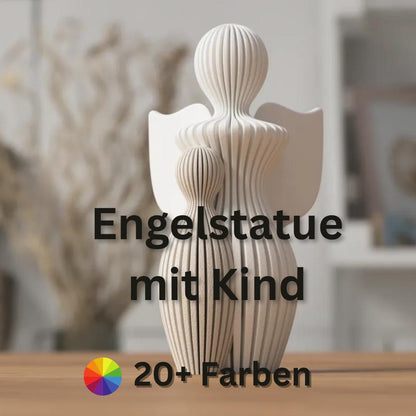 3D-gedruckte Engelstatue mit Kind – Symbol für Schutz & Geborgenheit, ca. 130 mm Höhe, über 20 Farben verfügbar aus PLA, Kunststoff – 3D-Druck von G3DprintsDE