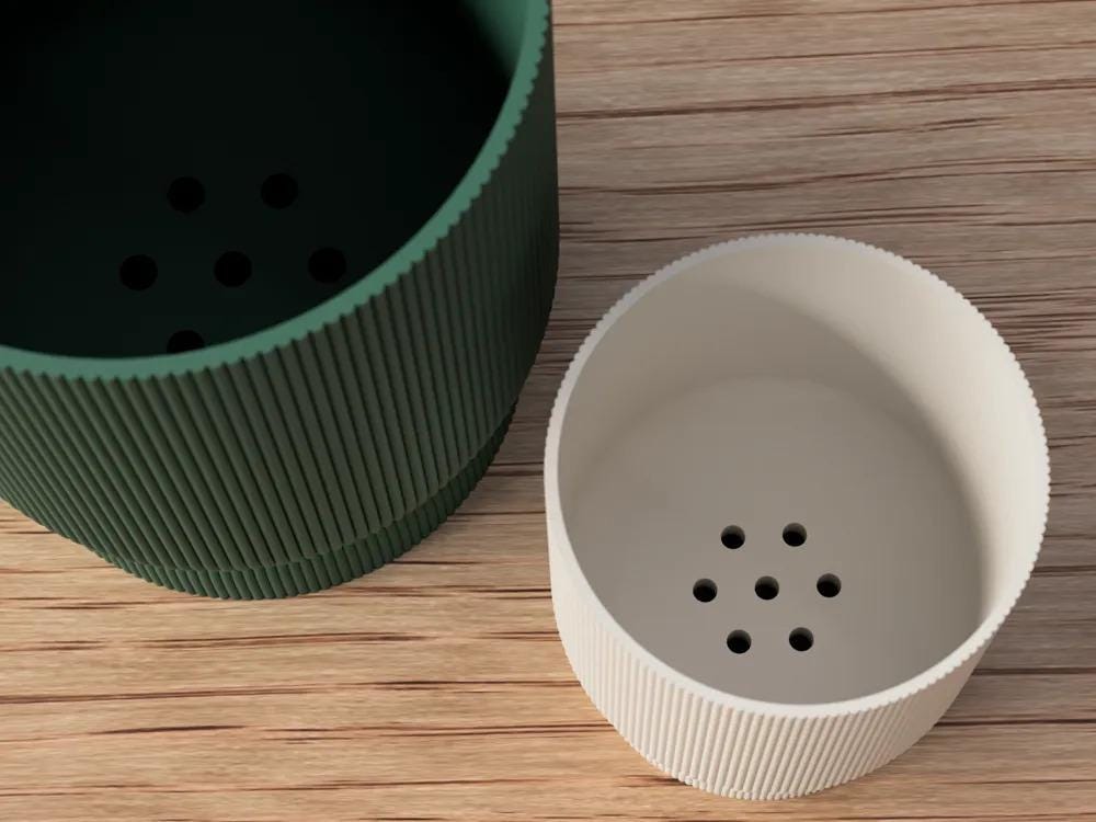 Pflanztopf mit Twist-Lock Untersetzer | 20+ Farben | 2 Größen | Modernes Design aus PLA, Kunststoff – 3D-Druck von G3DprintsDE