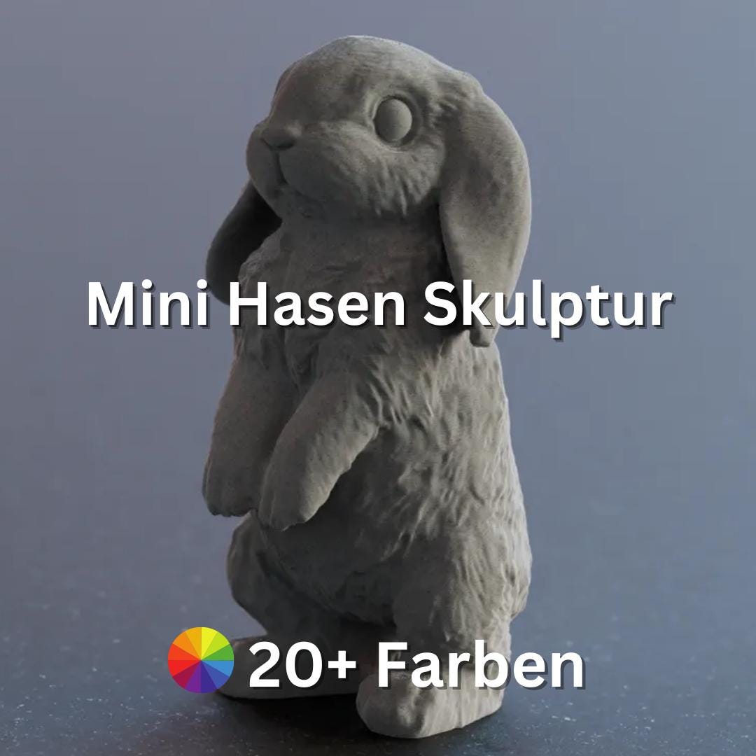 Süßer Osterhase mit hängenden Ohren – 3D-gedruckte Skulptur für Frühling & Deko