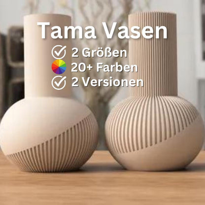 3D-gedruckte Tama Vasen – Skandinavisch-japanisches Design, 2 Varianten á 3 Größen bis 320 mm Höhe, für Trockenblumen, über 20 Farben aus PLA, Kunststoff – 3D-Druck von G3DprintsDE