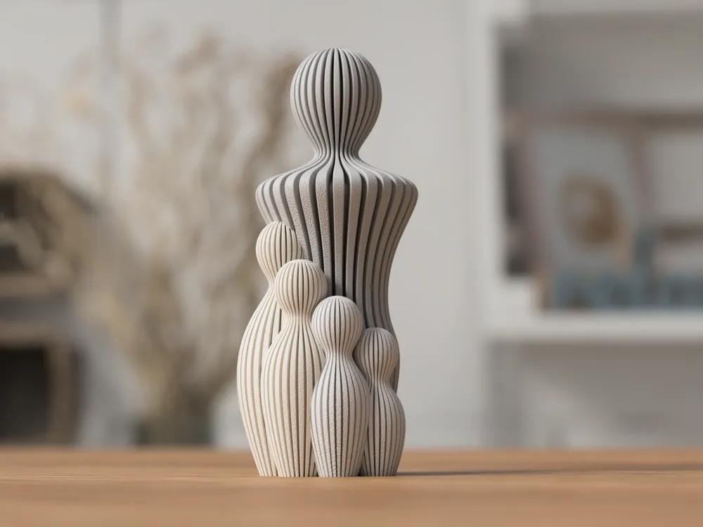 Vatertags Figur | Moderne Skulptur Muttertag | 3D Druck Familienfigur | Geschenk zur Geburt | Minimalistische Deko aus PLA, Kunststoff – 3D-Druck von G3DprintsDE