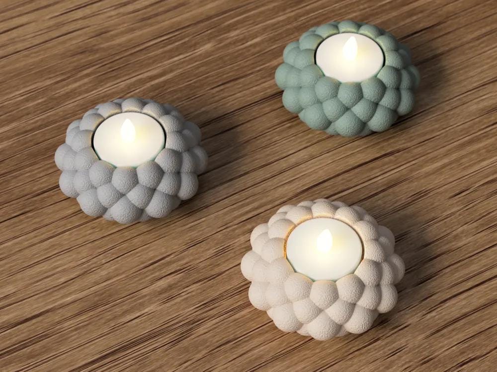 3D-gedruckter Teelichthalter „Bubble“ – LED-Kerzenhalter im modernen Design, kompatibel mit Standard-LED-Teelichtern, über 20 Farben aus PLA, Kunststoff – 3D-Druck von G3DprintsDE