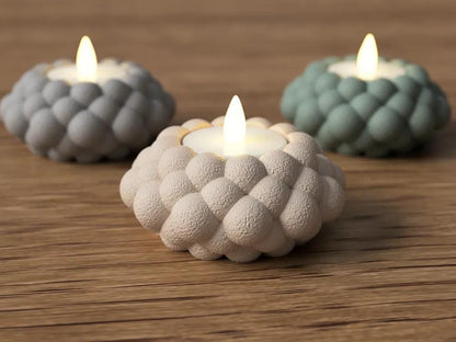 3D-gedruckter Teelichthalter „Bubble“ – LED-Kerzenhalter im modernen Design, kompatibel mit Standard-LED-Teelichtern, über 20 Farben aus PLA, Kunststoff – 3D-Druck von G3DprintsDE