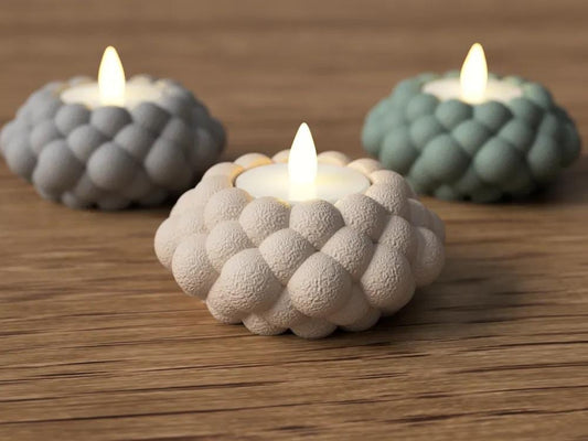 3D-gedruckter Teelichthalter „Bubble“ – LED-Kerzenhalter im modernen Design, kompatibel mit Standard-LED-Teelichtern, über 20 Farben aus PLA, Kunststoff – 3D-Druck von G3DprintsDE